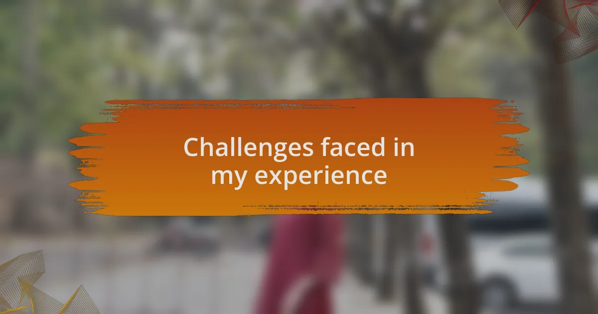 Challenges faced in my experience