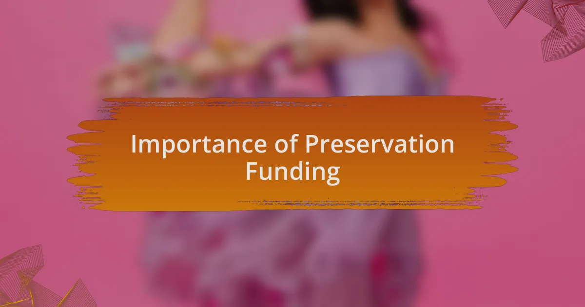 Importance of Preservation Funding
