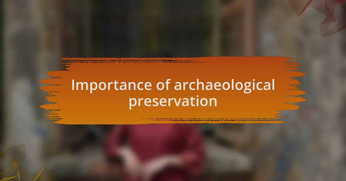 Importance of archaeological preservation