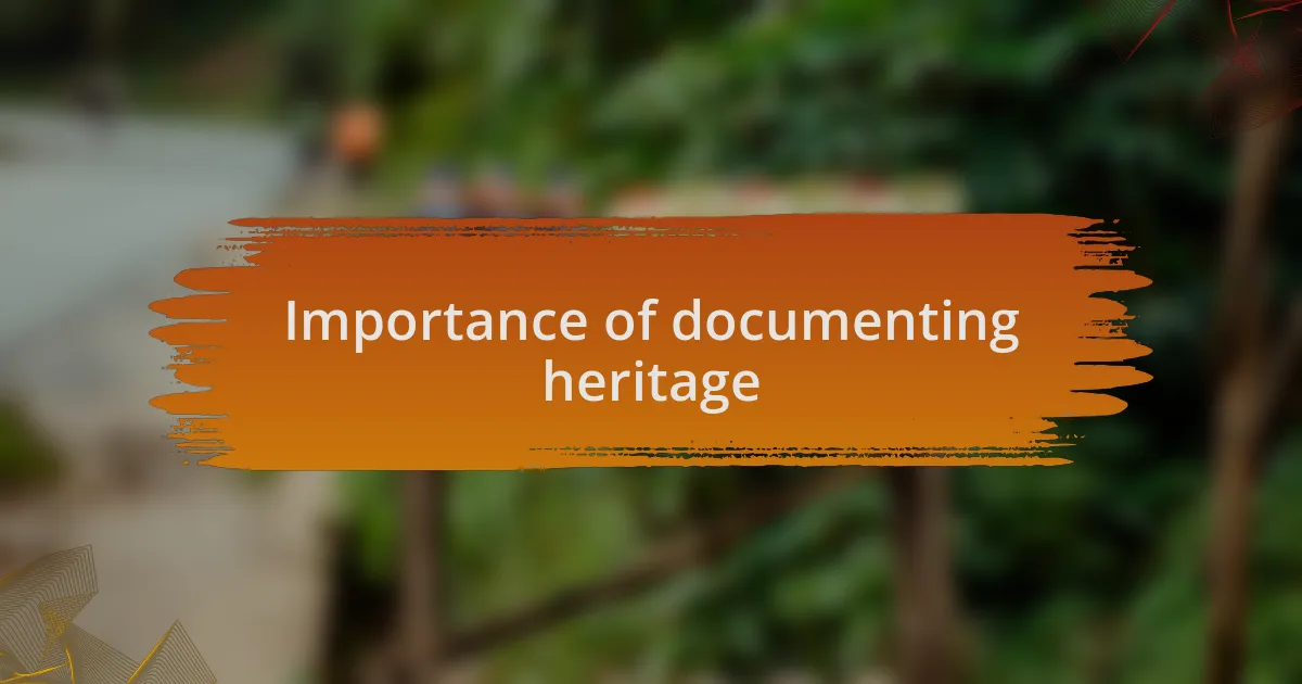 Importance of documenting heritage