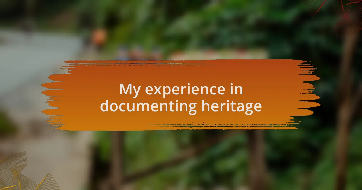 My experience in documenting heritage